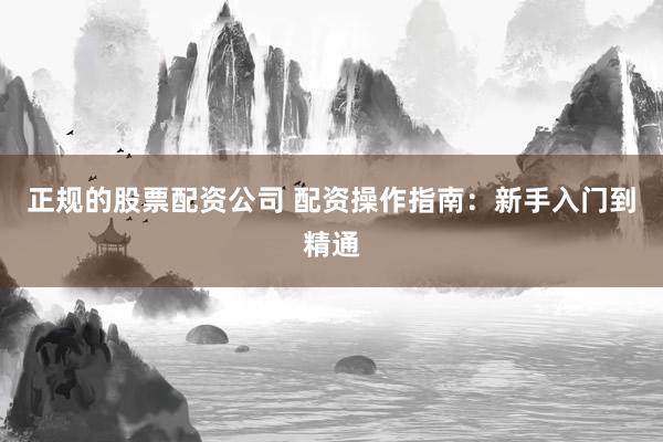 正规的股票配资公司 配资操作指南：新手入门到精通