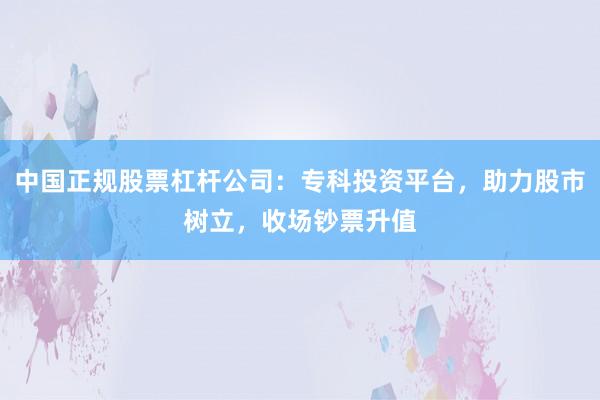 中国正规股票杠杆公司：专科投资平台，助力股市树立，收场钞票升值