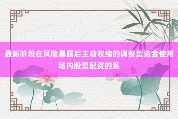 最新阶段在风险暴露后主动收缩的调整型资金使用场内股票配资的系