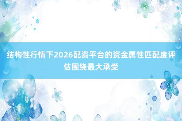 结构性行情下2026配资平台的资金属性匹配度评估围绕最大承受
