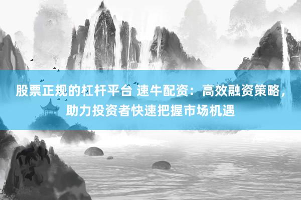 股票正规的杠杆平台 速牛配资：高效融资策略，助力投资者快速把握市场机遇