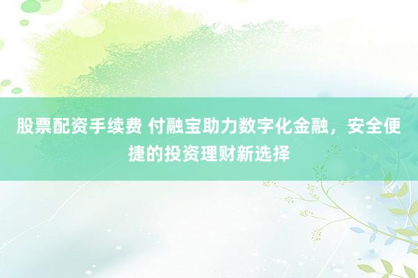 股票配资手续费 付融宝助力数字化金融，安全便捷的投资理财新选择